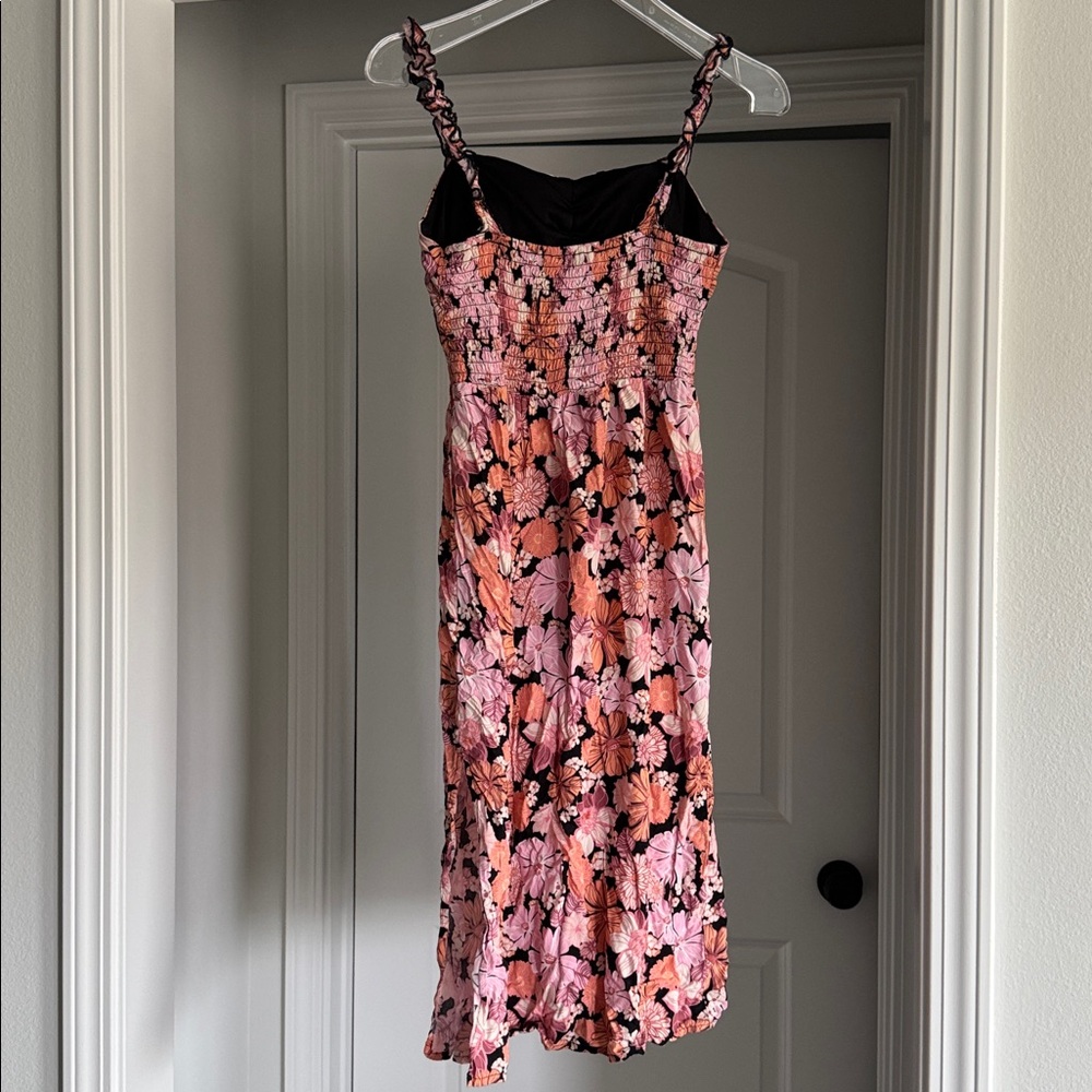 Floral Pink and Black Mini Spring Summer Dress - Picture 7 of 13